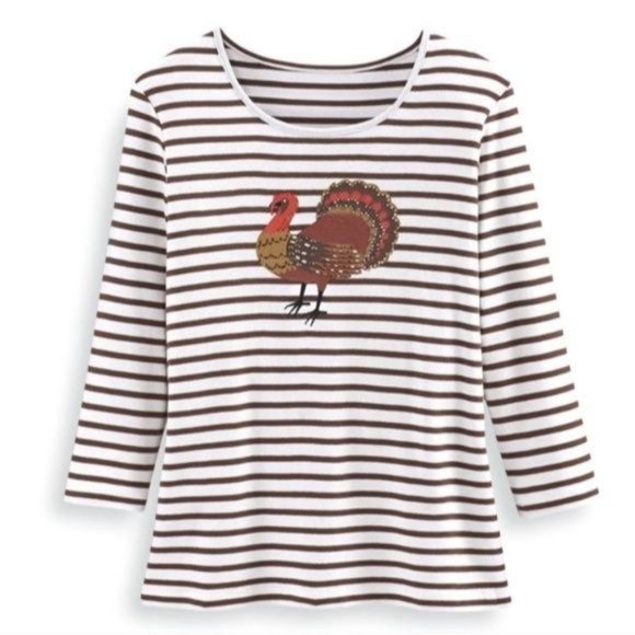 TURKEY KNIT TOP Serengeti striped embellished Striped Top size Medium - Picture 2 of 6